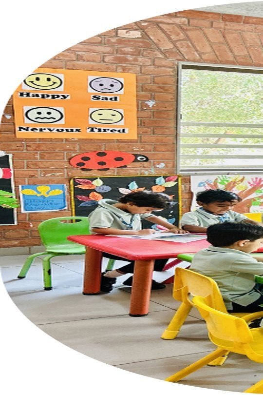 A brightly decorated early years classroom